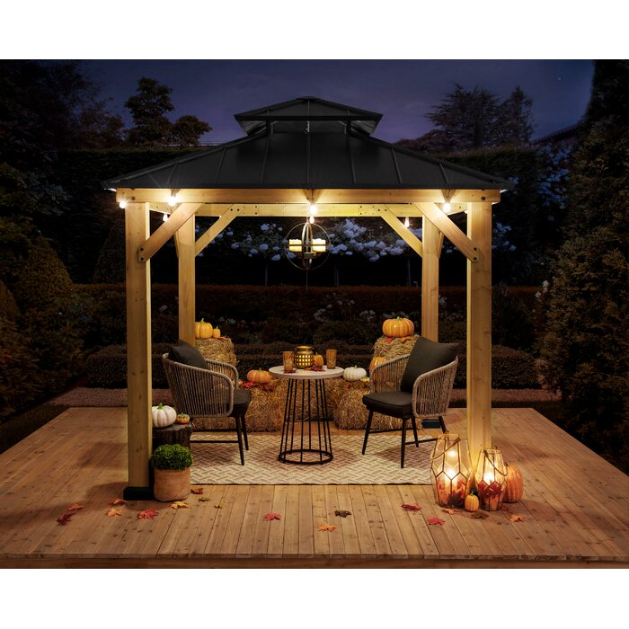 Sunjoy Archwood Patio Cedar Framed Steel Hardtop Gazebo Reviews Wayfair